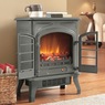 1500W Electric Fireplace Stove Heater with Remote & Realistic Flame Effect, Graphite, large