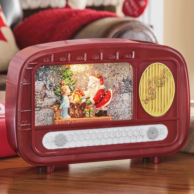 Retro Radio Lit Musical Waterglobe, , large