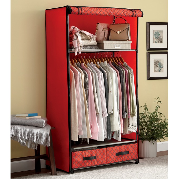 2-Drawer Storage Closet, Red Pattern, large