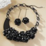 Floral 3-D Bib Necklace & Earring Set, , large
