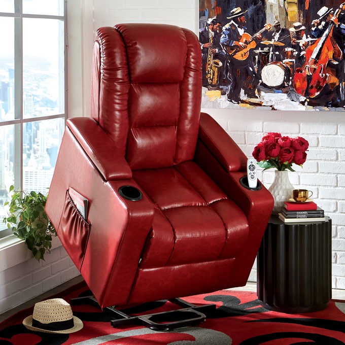 Heat and Massage Lift Recliner with Cupholders, , large