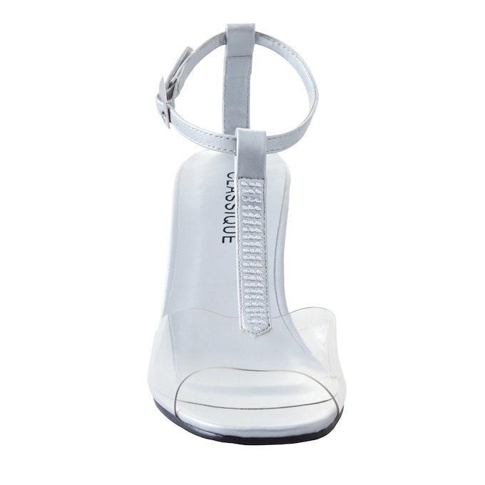 The Marnie Sandal with Rhinestone Strap and 2.5” Clear Acrylic Heel, , large