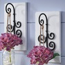 Set of 2 Scroll Wall Hooks and Set of 2 Lit Hanging Hydrangea in Jar - Buy Both & Save, , large
