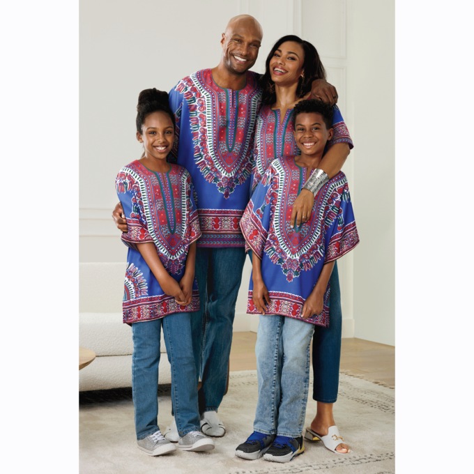 Family Cultural-Print Dashiki Tunic in Unisex Sizes, , large