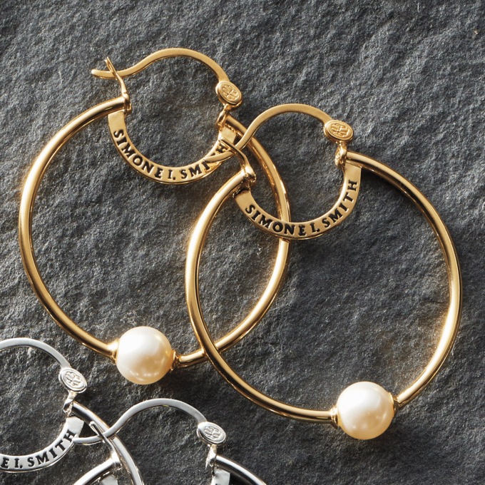 SIS Faux-Pearl Harris Hoops, , large