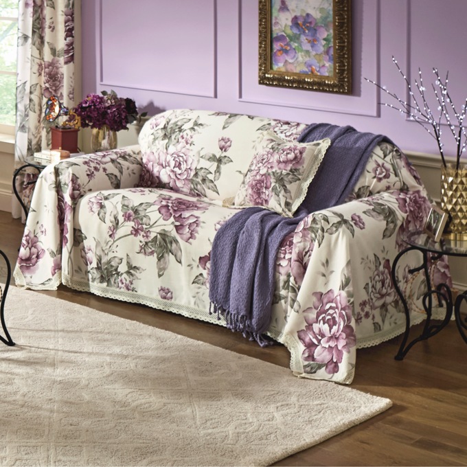 Monica Floral Furniture Throw, , large