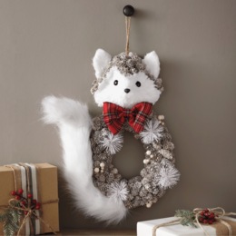 Artic Fox Pinecone Wreath, , large