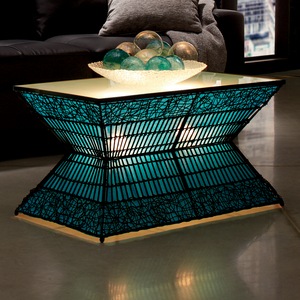 Zain Lighted Rattan Coffee Table, , large