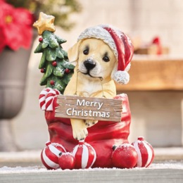 Outdoor Christmas Puppy Figurine, , large
