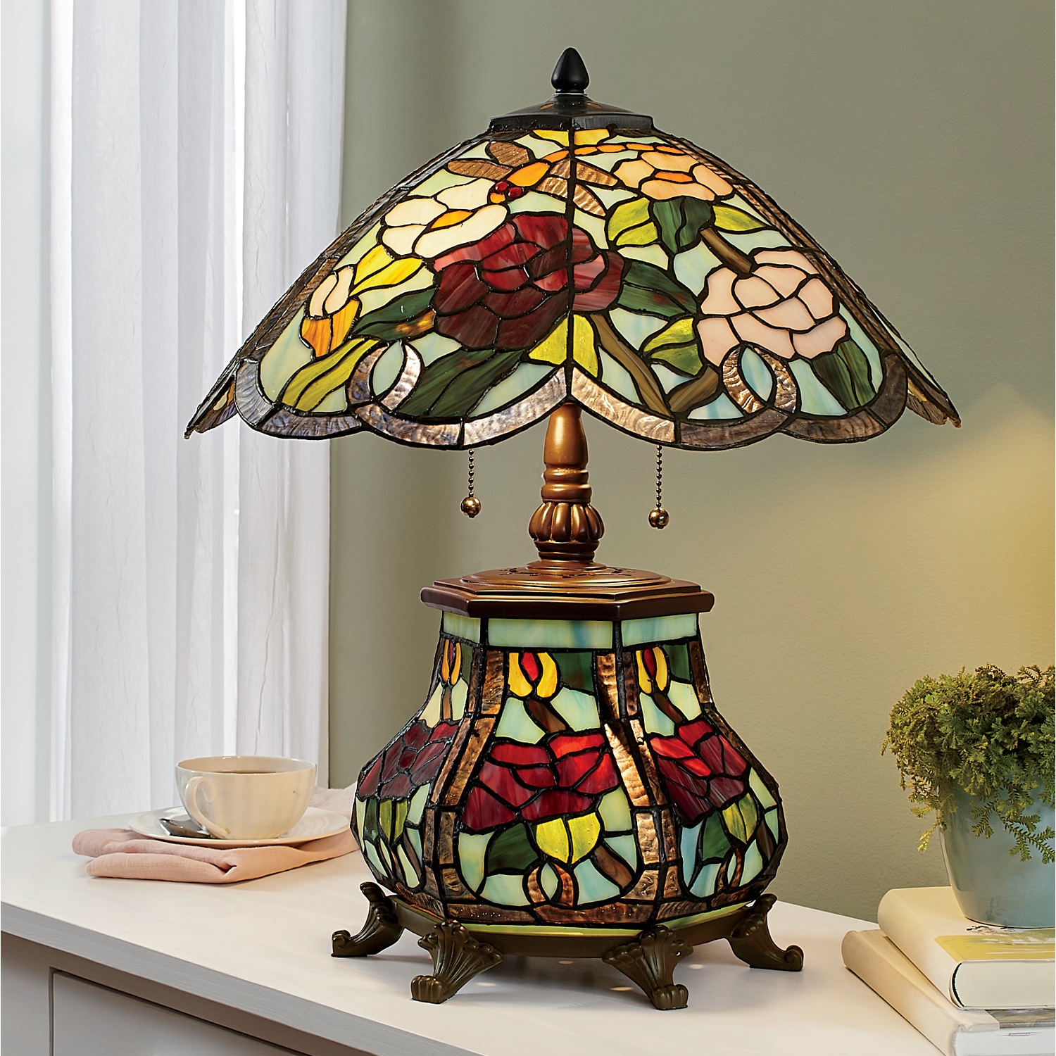 蝶*子様 オークション出品⭐︎インディゴライト3.11ct Double-Lit Dragonfly Stained Glass Lamp | Seventh Avenue