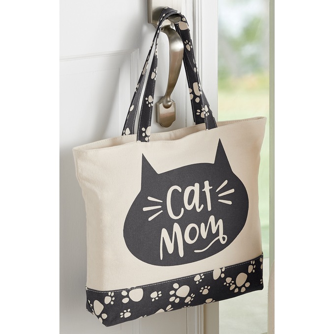 Dog Mom or Cat Mom Tote Bag, , large