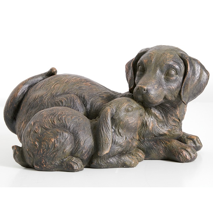 Puppy and Bunny Buddy Garden Statue, , large