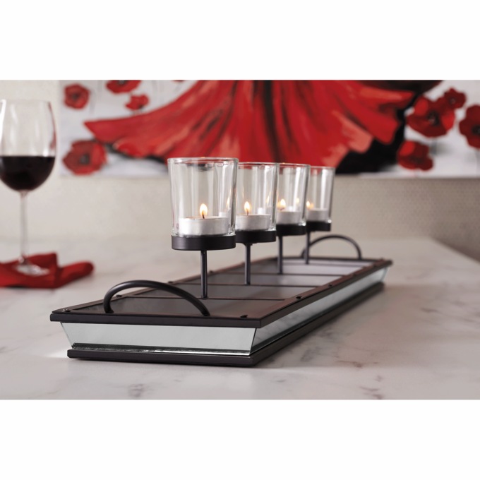 4-Light Mirrored Votive Tray, Multi, large
