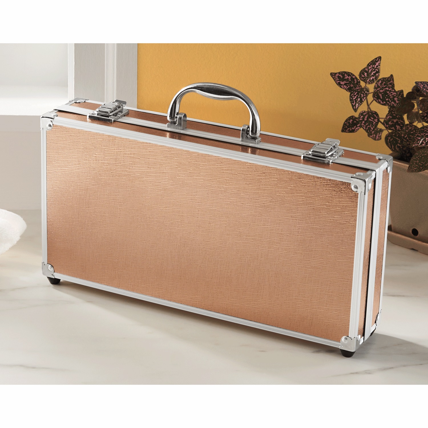Luxe All-in-One Makeup Train Case with Over 50 Pieces | Seventh Avenue