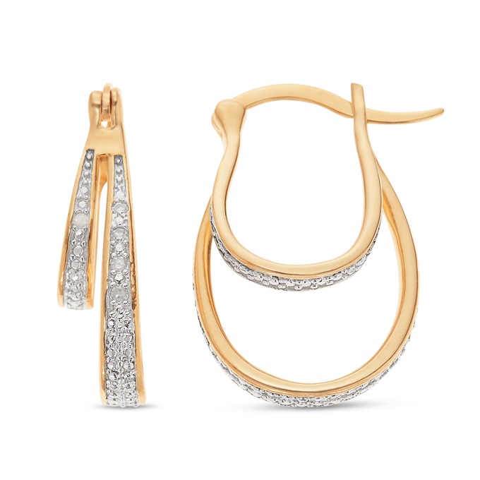 Diamond Double Hoops, , large