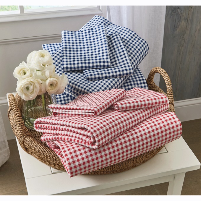 250-Thread Count Cotton Gingham Sheet Set, Navy, large