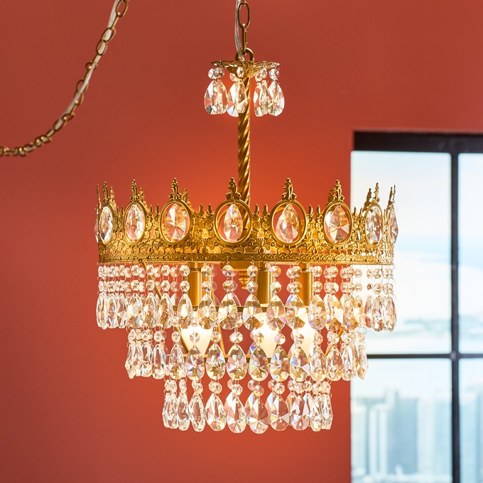Crown Jewel Chandelier, Gold, large
