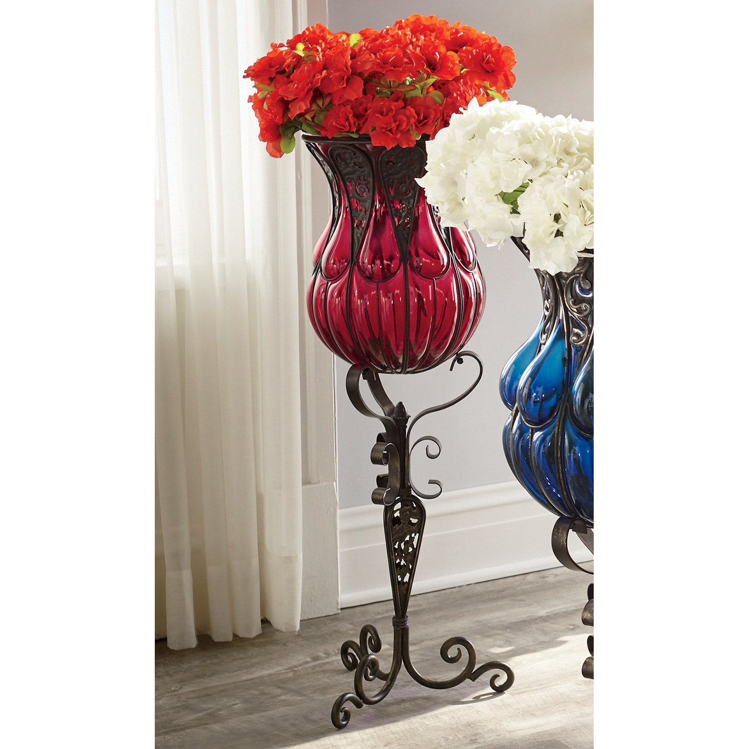 Corona Captured Glass Vase With Stand Seventh Avenue