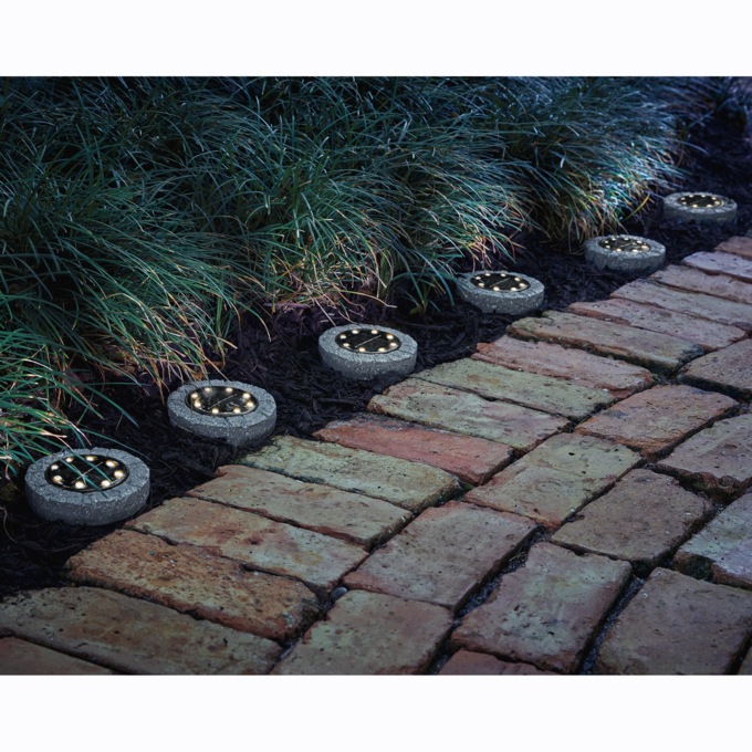 Set of 6 Solar Stone Pathway Lights, , large