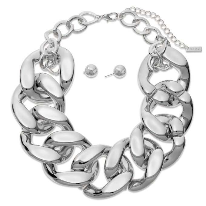 Large Link Necklace and Earring Set, , large