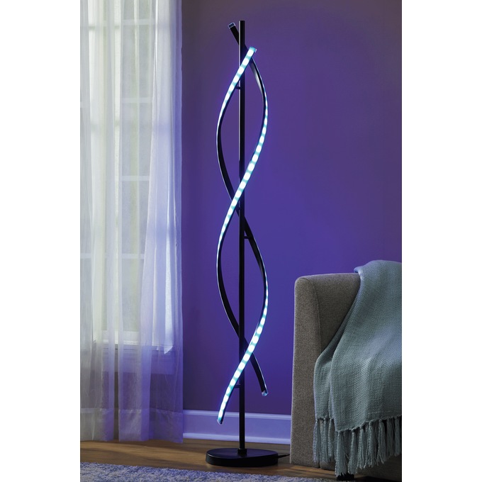 LED Twist Floor Lamp, Black, large