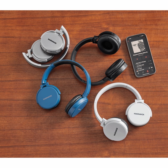 Magnavox Foldable Wireless Bluetooth Headphones, , large