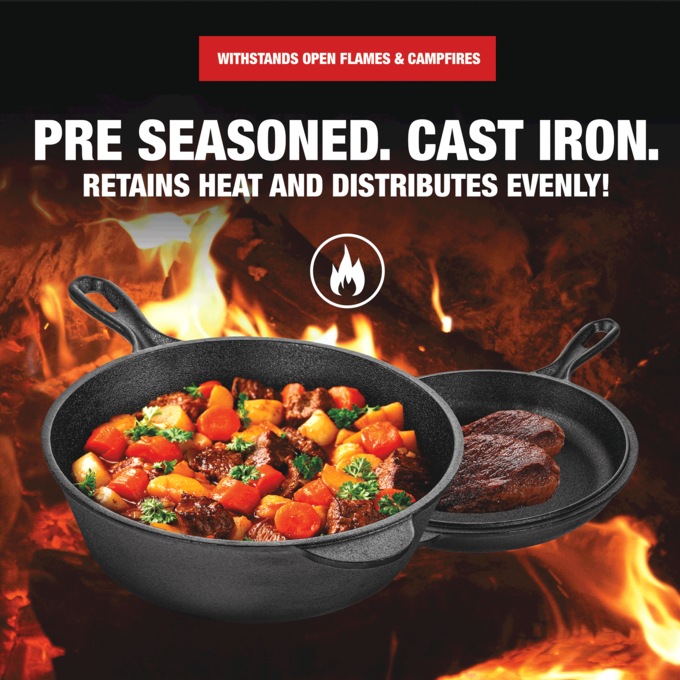 Granitestone Pre-Seasoned Cast Iron 2-in-1 Cooker, , large