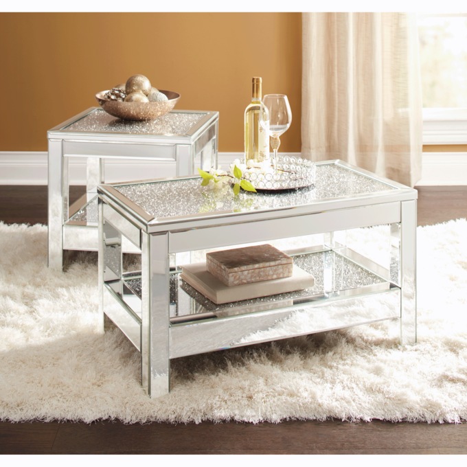 Aida Mirrored End Table, , large
