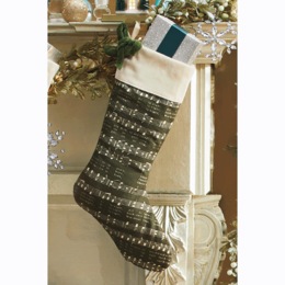 Silent Night Stocking with Velvet Bow, , large