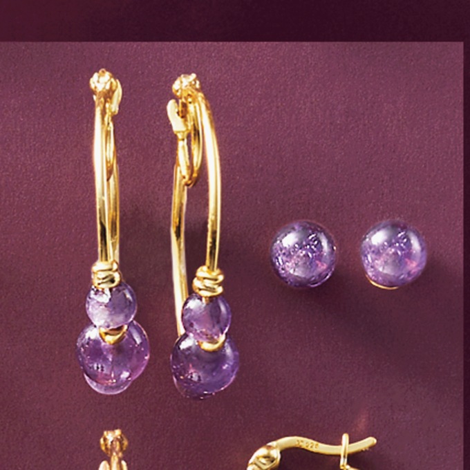 Gem/Bead 2-Pair Hoop & Post Set, , large