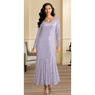 Sylvie Sequin Lace Gown with Long Sleeves, , large