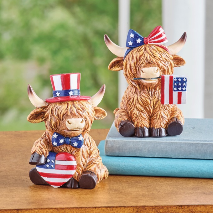 Set of 2 Americana Highland Cows, Multi, large