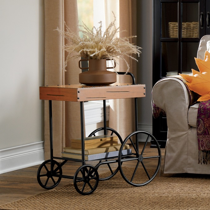 Industrial-Style Leeds End Table, Wood, large