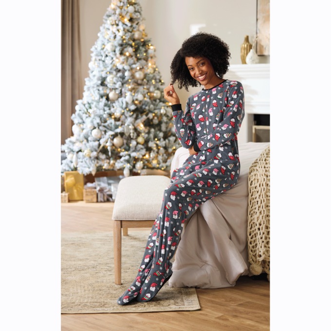 Footie PJs, Gray Gnomes, large