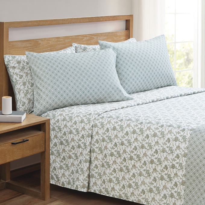 Turnstyle Microfiber Sheet Set, Leafy Diamond, large