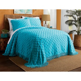 Chenille Dot Bedspread, Blue, large