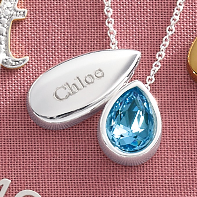 Personalized Name/Birthstone Teardrop Pendant, , large