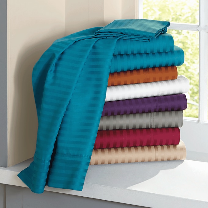 400-Thread Count Egyptian Cotton Woven Stripe Sheet Set, , large