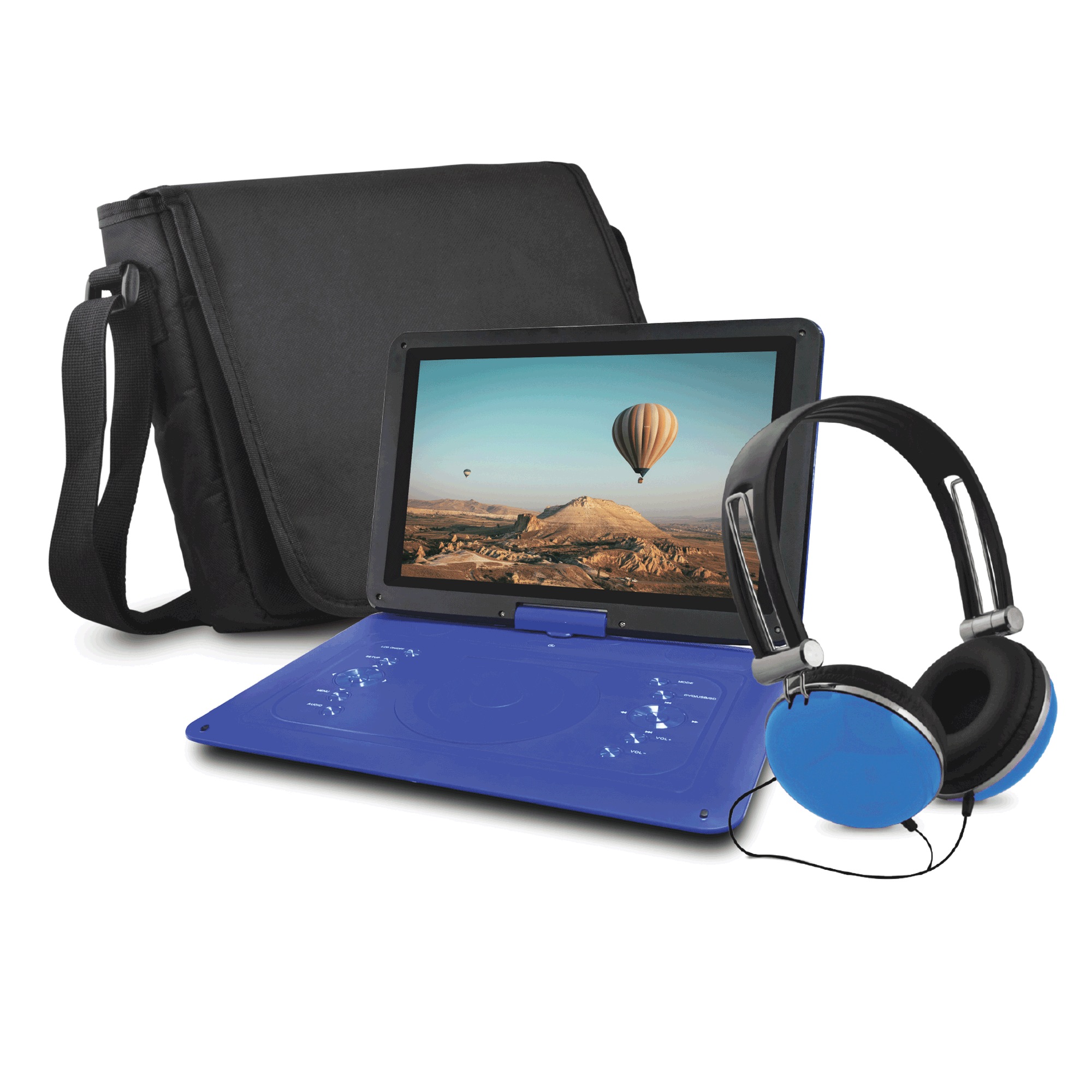 14.1" Portable DVD Player with Headphones, Blue, large