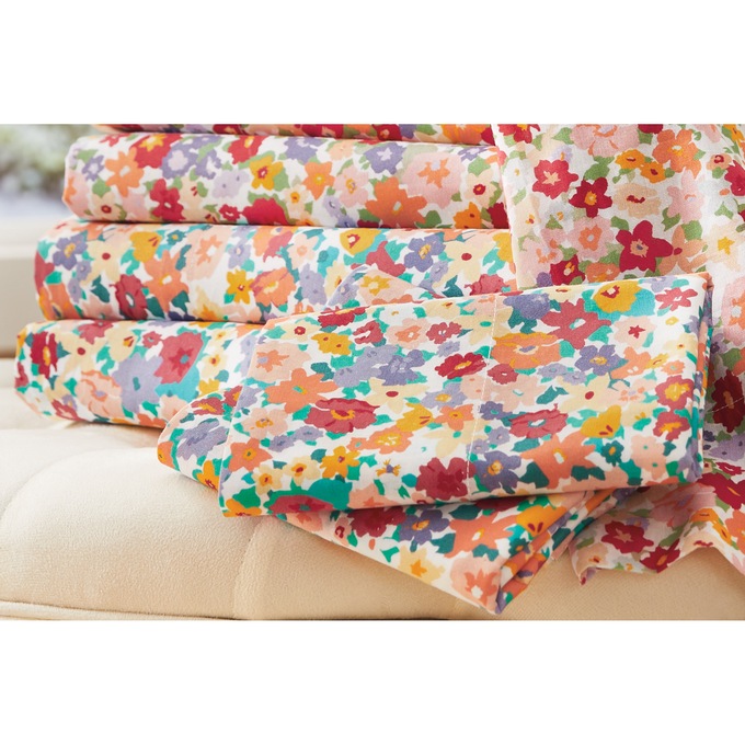 Color Connection Flower Power Microfiber Sheet Set, Lavender Multi, large