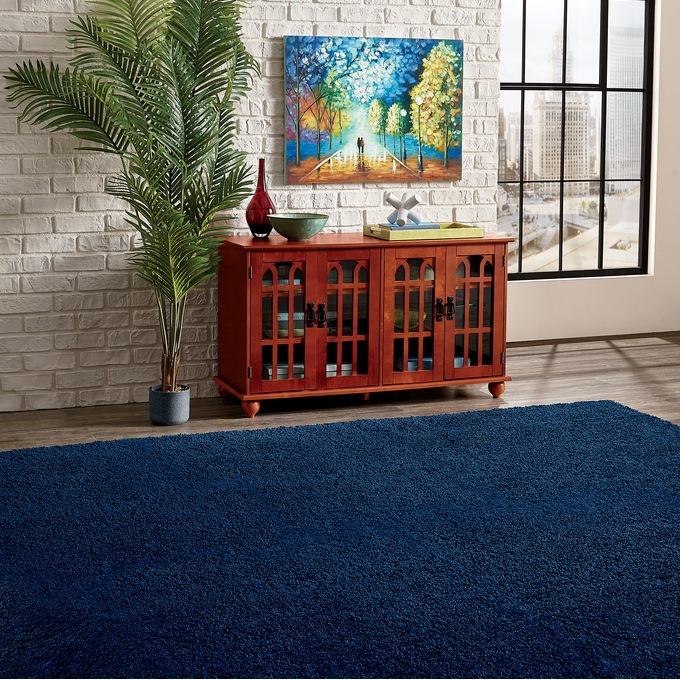 Campbell Shag Rug, Navy, large