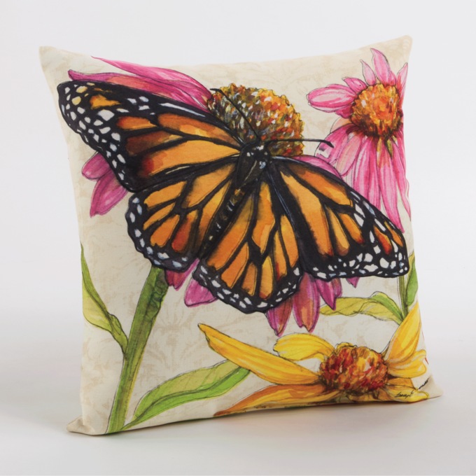 Reversible Monarch Butterfly Indoor/Outdoor Pillow, , large