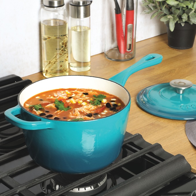 Crock Pot Artisan 3-qt. Enameled Cast Iron Saucepan with Lid, , large