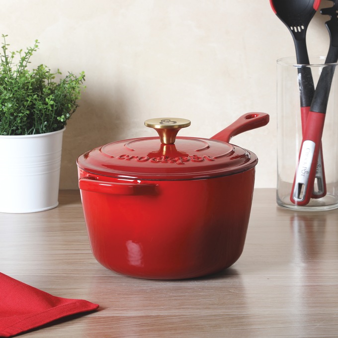 Crock Pot Artisan 3-qt. Enameled Cast Iron Saucepan with Lid, , large