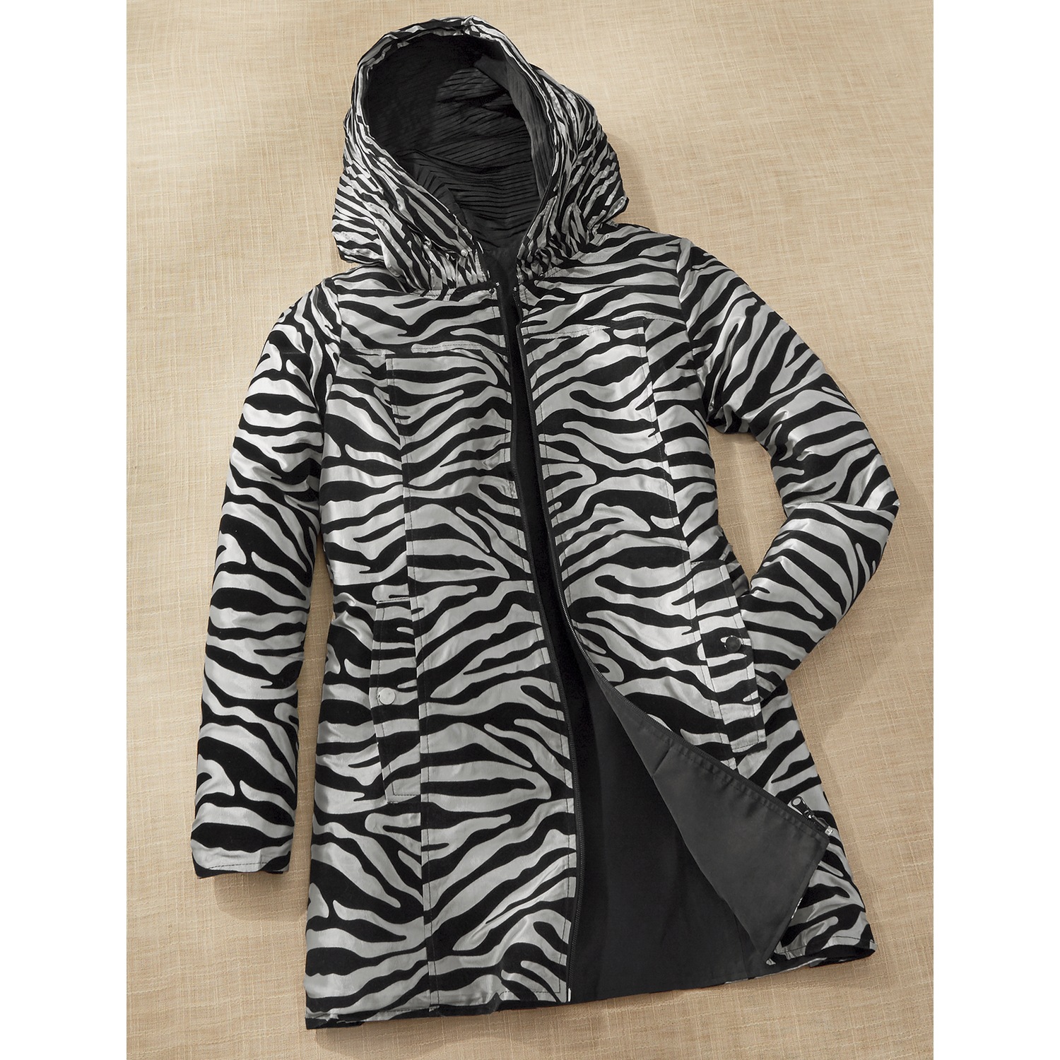 Reversible Zebra Pattern Coat Seventh Avenue
