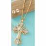 Gemstone Cross Pendant/Earrings Set, , large