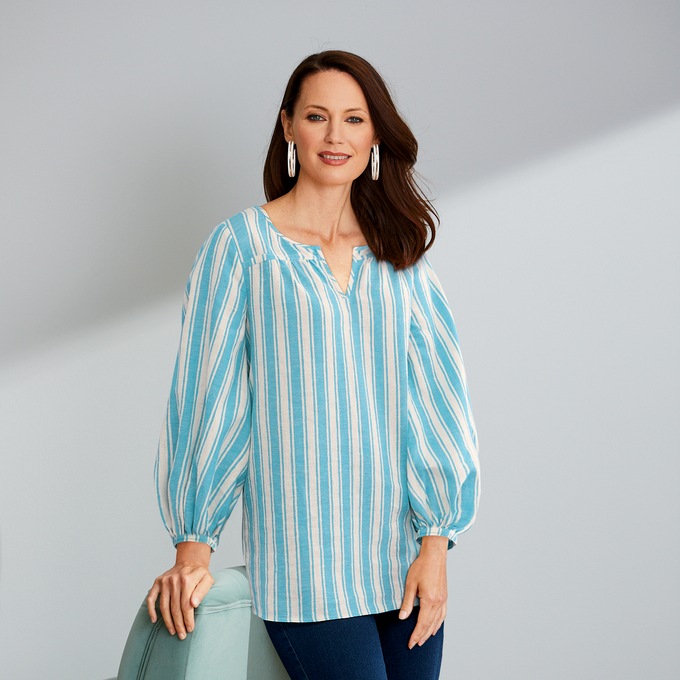 Feeling Spring Tunic, Delphinium Blue Stripe, large