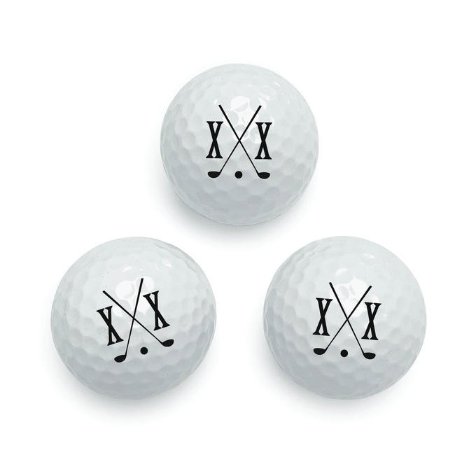 Set of 6 Personalized Crossed-Club Golf Balls, , large