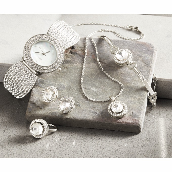 Ladies' 5-Piece Crystal Watch & Jewelry Set, , large