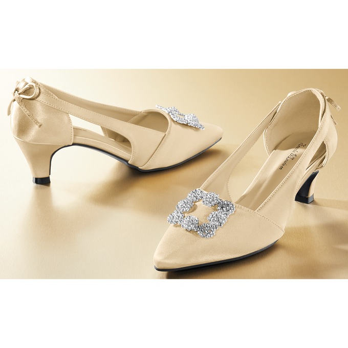 Amanda D'laurie Satin & Rhinestone Pump, , large